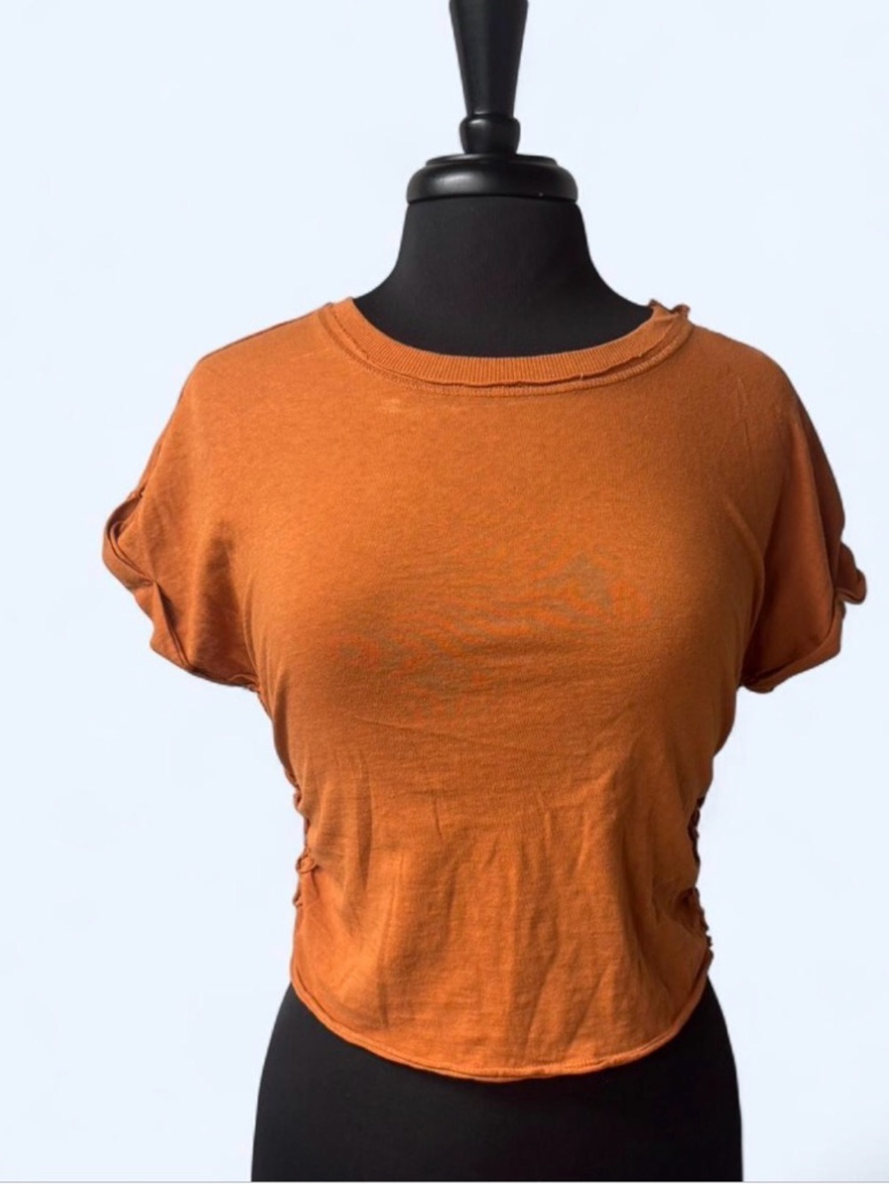 Free People Rust Orange Short Sleeve Crop Tee